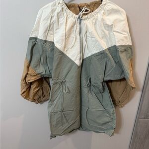 Zara White and Green Colorblock Windbreaker dress